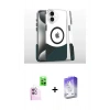 MARSİLYAN™- iPhone 16 Kılıf İz Asil Prime - Siyah Bilvis 5in1 3D Magic Cam Ekran Koruyucu + Raze Metal Kamera Lens - PE
