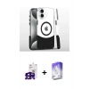 MARSİLYAN™- iPhone 16 Kılıf İz Asil Prime - Siyah Bilvis 5in1 3D Magic Cam Ekran Koruyucu + Siyah Bilvis Titan Kamera Lens