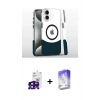 MARSİLYAN™- iPhone 16 Kılıf İz Asil Prime - Siyah Bilvis 5in1 3D Magic Cam Ekran Koruyucu + Siyah Bilvis Titan Kamera Lens