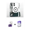 MARSİLYAN™- iPhone 16 Kılıf İz Asil Prime - Siyah Bilvis 5in1 3D Magic Cam Ekran Koruyucu + Siyah Bilvis Titan Kamera Lens
