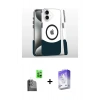 MARSİLYAN™- iPhone 16 Kılıf İz Asil Prime - Siyah Bilvis 5in1 3D Magic Cam Ekran Koruyucu + Raze Metal Kamera Lens - SH