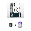 MARSİLYAN™- iPhone 16 Kılıf İz Asil Prime - Siyah Bilvis 5in1 3D Magic Cam Ekran Koruyucu + Yeşil PVD Metal Kamera Lens