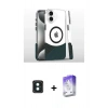 MARSİLYAN™- iPhone 16 Kılıf İz Asil Prime - Siyah Bilvis 5in1 3D Magic Cam Ekran Koruyucu + Yeşil PVD Metal Kamera Lens