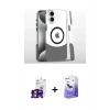 MARSİLYAN™- iPhone 16 Kılıf İz Asil Prime - Siyah Bilvis 5in1 5D Magic Hayalet Cam Ekran Koruyucu + Bilvis Titan Kamera Lens - PE