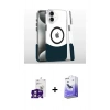 MARSİLYAN™- iPhone 16 Kılıf İz Asil Prime - Siyah Bilvis 5in1 5D Magic Hayalet Cam Ekran Koruyucu + Bilvis Titan Kamera Lens - PE