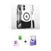 MARSİLYAN™- iPhone 16 Kılıf İz Asil Prime - Siyah Bilvis 5in1 5D Magic Hayalet Cam Ekran Koruyucu + Raze Metal Kamera Lens - PE