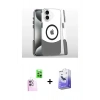 MARSİLYAN™- iPhone 16 Kılıf İz Asil Prime - Siyah Bilvis 5in1 5D Magic Hayalet Cam Ekran Koruyucu + Raze Metal Kamera Lens - PE
