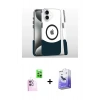 MARSİLYAN™- iPhone 16 Kılıf İz Asil Prime - Siyah Bilvis 5in1 5D Magic Hayalet Cam Ekran Koruyucu + Raze Metal Kamera Lens - PE