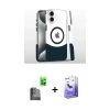 MARSİLYAN™- iPhone 16 Kılıf İz Asil Prime - Siyah Bilvis 5in1 5D Magic Hayalet Cam Ekran Koruyucu + Raze Metal Kamera Lens - SH