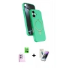 MARSİLYAN™- iPhone 16 Kılıf İz Işık Koleksiyonu - Şeffaf Pasifik Cam Ekran Koruyucu + Raze Metal Kamera Lens - PE