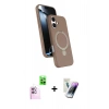 MARSİLYAN™- iPhone 16 Kılıf İz Işık Koleksiyonu - Şeffaf Pasifik Cam Ekran Koruyucu + Raze Metal Kamera Lens - PE