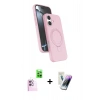 MARSİLYAN™- iPhone 16 Kılıf İz Işık Koleksiyonu - Şeffaf Pasifik Cam Ekran Koruyucu + Raze Metal Kamera Lens - PE