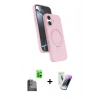 MARSİLYAN™- iPhone 16 Kılıf İz Işık Koleksiyonu - Şeffaf Pasifik Cam Ekran Koruyucu + Raze Metal Kamera Lens - SH