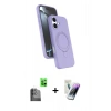 MARSİLYAN™- iPhone 16 Kılıf İz Işık Koleksiyonu - Şeffaf Pasifik Cam Ekran Koruyucu + Raze Metal Kamera Lens - SH