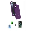 MARSİLYAN™- iPhone 16 Kılıf İz Işık Koleksiyonu - Siyah 360 Mat Full Body Arka Koruyucu + Raze Metal Kamera Lens - LT