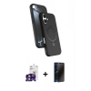 MARSİLYAN™- iPhone 16 Kılıf İz Işık Koleksiyonu - Siyah 3D Antistatik Hayalet Cam Ekran Koruyucu + Bilvis Titan Kamera Lens - YL