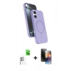MARSİLYAN™- iPhone 16 Kılıf İz Işık Koleksiyonu - Siyah 3D Antistatik Mat Seramik Nano Ekran Koruyucu + Raze Metal Kamera Lens - BZ