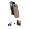 MARSİLYAN™- iPhone 16 Kılıf İz Işık Koleksiyonu - Siyah 3D Antistatik Mat Seramik Nano Ekran Koruyucu + Bilvis Titan Kamera Lens - PE