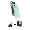 MARSİLYAN™- iPhone 16 Kılıf İz Işık Koleksiyonu - Siyah 3D Antistatik Mat Seramik Nano Ekran Koruyucu + Bilvis Titan Kamera Lens - SH