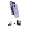 MARSİLYAN™- iPhone 16 Kılıf İz Işık Koleksiyonu - Siyah 3D Antistatik Mat Seramik Nano Ekran Koruyucu + Bilvis Titan Kamera Lens - SH