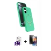 MARSİLYAN™- iPhone 16 Kılıf İz Işık Koleksiyonu - Siyah 3D Antistatik Mat Seramik Nano Ekran Koruyucu + Bilvis Titan Kamera Lens - GS