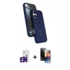 MARSİLYAN™- iPhone 16 Kılıf İz Işık Koleksiyonu - Siyah 3D Antistatik Mat Seramik Nano Ekran Koruyucu + Bilvis Titan Kamera Lens - GS