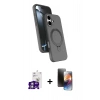 MARSİLYAN™- iPhone 16 Kılıf İz Işık Koleksiyonu - Siyah 3D Antistatik Mat Seramik Nano Ekran Koruyucu + Bilvis Titan Kamera Lens - GS