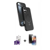 MARSİLYAN™- iPhone 16 Kılıf İz Işık Koleksiyonu - Siyah 3D Antistatik Mat Seramik Nano Ekran Koruyucu + Bilvis Titan Kamera Lens - GS