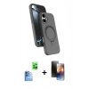 MARSİLYAN™- iPhone 16 Kılıf İz Işık Koleksiyonu - Siyah 3D Antistatik Mat Seramik Nano Ekran Koruyucu + Raze Metal Kamera Lens - LT