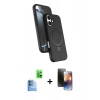 MARSİLYAN™- iPhone 16 Kılıf İz Işık Koleksiyonu - Siyah 3D Antistatik Mat Seramik Nano Ekran Koruyucu + Raze Metal Kamera Lens - LT