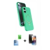 MARSİLYAN™- iPhone 16 Kılıf İz Işık Koleksiyonu - Siyah 3D Antistatik Mat Seramik Nano Ekran Koruyucu + Raze Metal Kamera Lens - LT