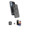 MARSİLYAN™- iPhone 16 Kılıf İz Işık Koleksiyonu - Siyah 3D Antistatik Mat Seramik Nano Ekran Koruyucu + PVD Metal Kamera Lens - MI