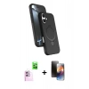 MARSİLYAN™- iPhone 16 Kılıf İz Işık Koleksiyonu - Siyah 3D Antistatik Mat Seramik Nano Ekran Koruyucu + Raze Metal Kamera Lens - PE