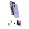 MARSİLYAN™- iPhone 16 Kılıf İz Işık Koleksiyonu - Siyah 3D Antistatik Mat Seramik Nano Ekran Koruyucu + Raze Metal Kamera Lens - PE