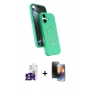 MARSİLYAN™- iPhone 16 Kılıf İz Işık Koleksiyonu - Siyah 3D Antistatik Mat Seramik Nano Ekran Koruyucu + Bilvis Titan Kamera Lens - YL