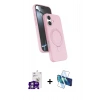 MARSİLYAN™- iPhone 16 Kılıf İz Işık Koleksiyonu - Siyah 3D Antistatik Seramik Nano Ekran Koruyucu + Bilvis Titan Kamera Lens - GS