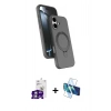 MARSİLYAN™- iPhone 16 Kılıf İz Işık Koleksiyonu - Siyah 3D Antistatik Seramik Nano Ekran Koruyucu + Bilvis Titan Kamera Lens - GS