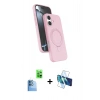 MARSİLYAN™- iPhone 16 Kılıf İz Işık Koleksiyonu - Siyah 3D Antistatik Seramik Nano Ekran Koruyucu + Raze Metal Kamera Lens - LT