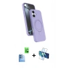 MARSİLYAN™- iPhone 16 Kılıf İz Işık Koleksiyonu - Siyah 3D Antistatik Seramik Nano Ekran Koruyucu + Raze Metal Kamera Lens - LT