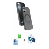 MARSİLYAN™- iPhone 16 Kılıf İz Işık Koleksiyonu - Siyah 3D Antistatik Seramik Nano Ekran Koruyucu + Raze Metal Kamera Lens - LT