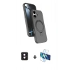 MARSİLYAN™- iPhone 16 Kılıf İz Işık Koleksiyonu - Siyah 3D Antistatik Seramik Nano Ekran Koruyucu + PVD Metal Kamera Lens - PE