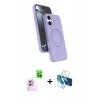 MARSİLYAN™- iPhone 16 Kılıf İz Işık Koleksiyonu - Siyah 3D Antistatik Seramik Nano Ekran Koruyucu + Raze Metal Kamera Lens - PE