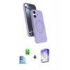 MARSİLYAN™- iPhone 16 Kılıf İz Işık Koleksiyonu - Siyah Bilvis 5in1 3D Magic Cam Ekran Koruyucu + Raze Metal Kamera Lens - LT