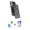 MARSİLYAN™- iPhone 16 Kılıf İz Işık Koleksiyonu - Siyah Bilvis 5in1 3D Magic Cam Ekran Koruyucu + Raze Metal Kamera Lens - LT