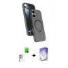 MARSİLYAN™- iPhone 16 Kılıf İz Işık Koleksiyonu - Siyah Bilvis 5in1 3D Magic Cam Ekran Koruyucu + Raze Metal Kamera Lens - BZ