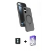 MARSİLYAN™- iPhone 16 Kılıf İz Işık Koleksiyonu - Siyah Bilvis 5in1 3D Magic Cam Ekran Koruyucu + PVD Metal Kamera Lens - YL