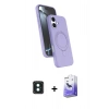 MARSİLYAN™- iPhone 16 Kılıf İz Işık Koleksiyonu - Siyah Bilvis 5in1 5D Magic Hayalet Cam Ekran Koruyucu + PVD Metal Kamera Lens - YL