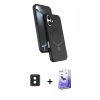 MARSİLYAN™- iPhone 16 Kılıf İz Işık Koleksiyonu - Siyah Bilvis 5in1 5D Magic Hayalet Cam Ekran Koruyucu + PVD Metal Kamera Lens - YL