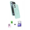 MARSİLYAN™- iPhone 16 Kılıf İz Işık Koleksiyonu - Siyah Bilvis 5in1 5D Magic Hayalet Cam Ekran Koruyucu + Raze Metal Kamera Lens - PE