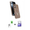 MARSİLYAN™- iPhone 16 Kılıf İz Işık Koleksiyonu - Siyah Bilvis 5in1 5D Magic Hayalet Cam Ekran Koruyucu + Beyaz Raze Metal Kamera Lens